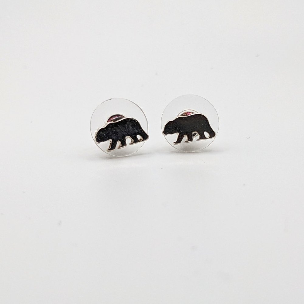Silver Polar Bear Stud Pierced Earrings - Unbranded